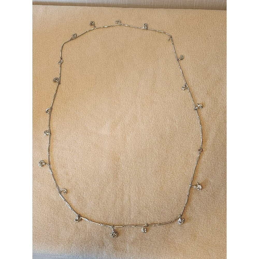 Sterling Silver Charm Necklace With Moon‎ Stars & Musical Figures